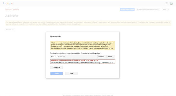 完成Disavow Backlinks Report