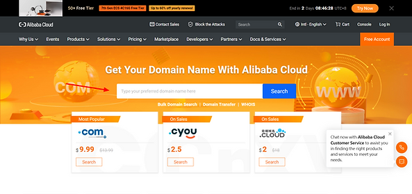 阿里雲搜尋域名